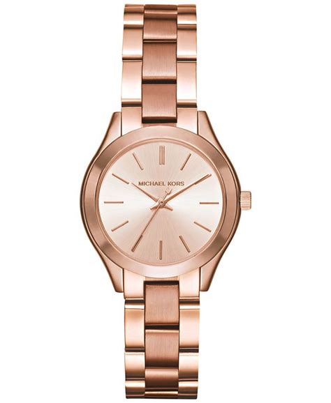 gold stainless steel michael kors letters repeated across rose face